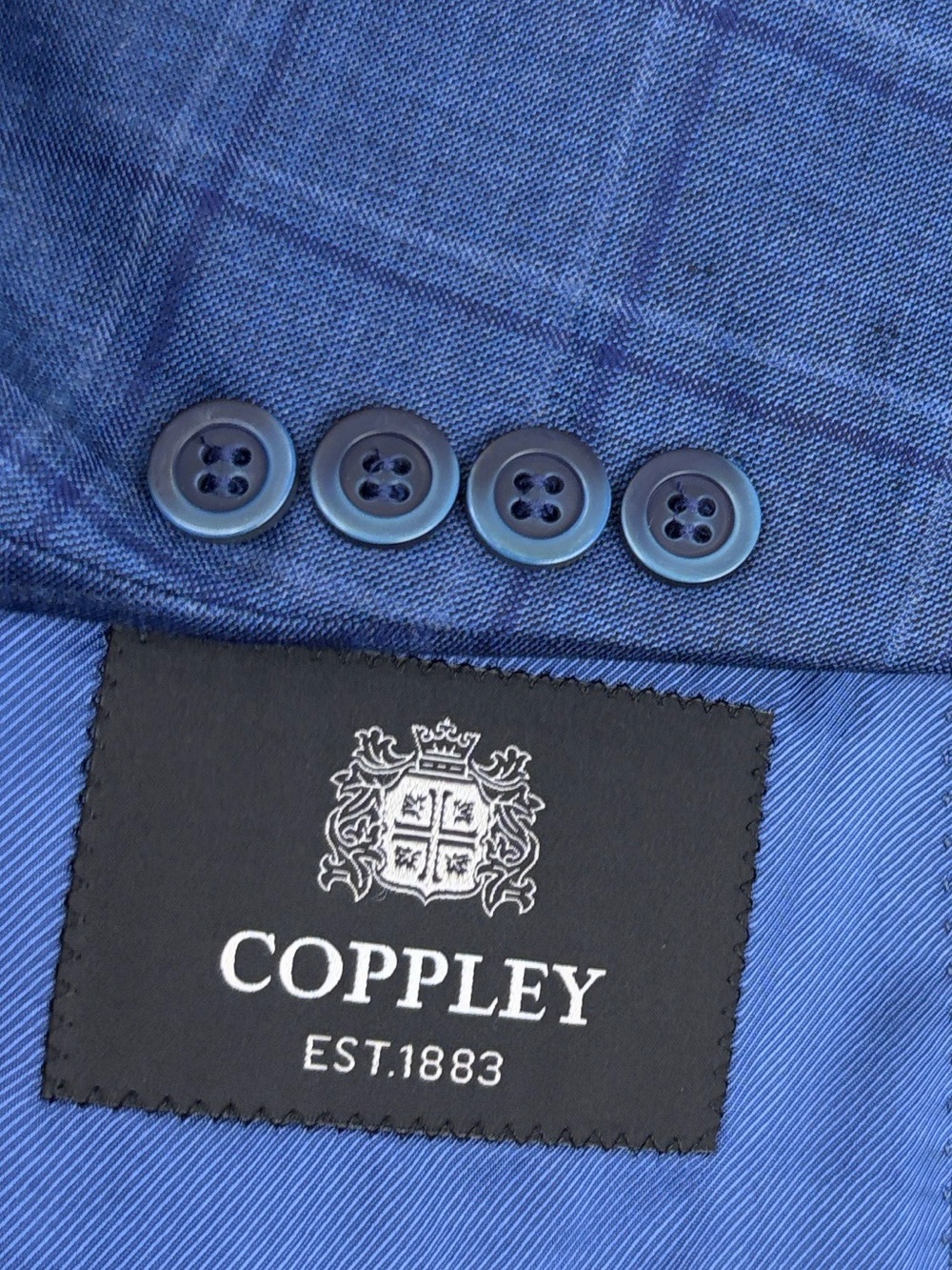 Coppley Sport Coat Mens 52R Blue Check Windowpane Wool Super 120s Blazer Canada